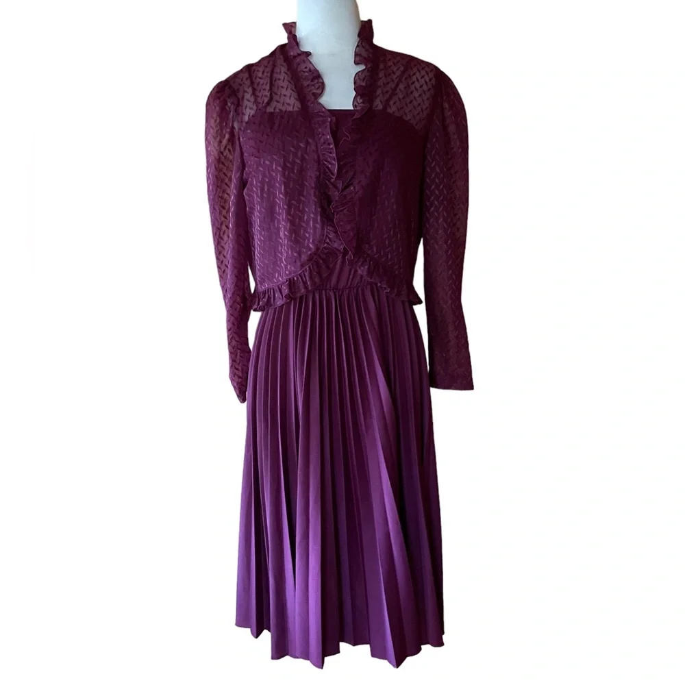 1970s 2 Piece‎ Poly, Pleated Sundress